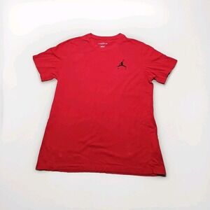 Nike Air Jordan Embroidered Jumpman Tee Shirt Mens L Fire Red Black Logo